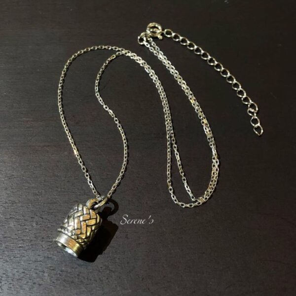 Rice Basket Pendant with Chain. Made of sterling silver. Length:16-18''