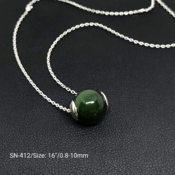 Floating Jade On Silver Chain. Length:16-18'' Jade size: 10mm